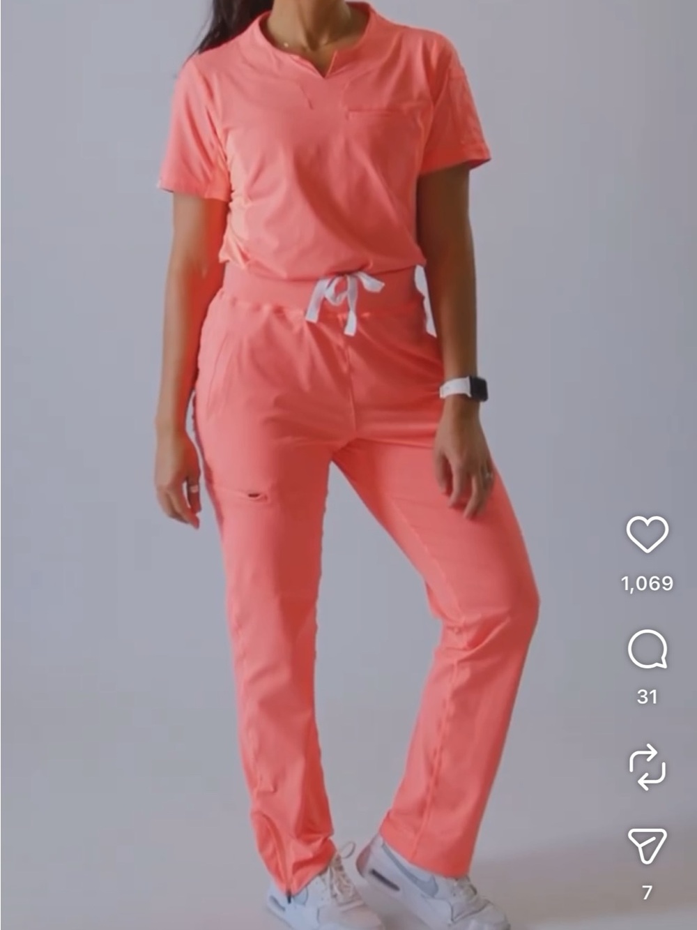 Figs Coral Drawstring Jogger Scrub Pants